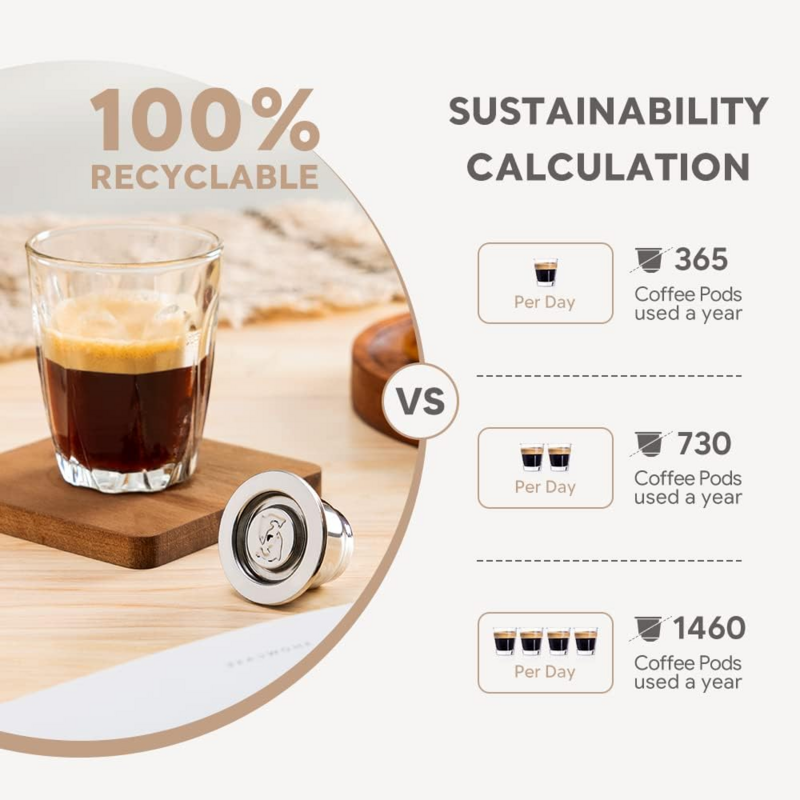 Filtros De Café Reutilizáveis para Nespresso, Cápsula De Aço Inoxidável, Pods Reutilizáveis, Crema Espresso, Café Acessórios