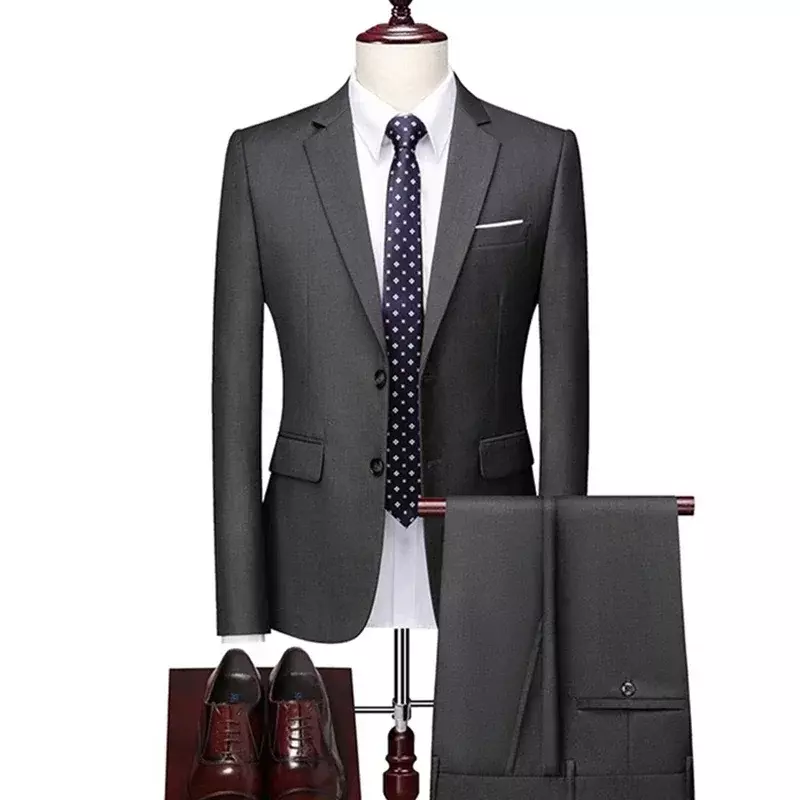 Traje informal de negocios para hombre, chaqueta con un botón, abrigo, pantalones, Moda de Primavera y otoño, 2023