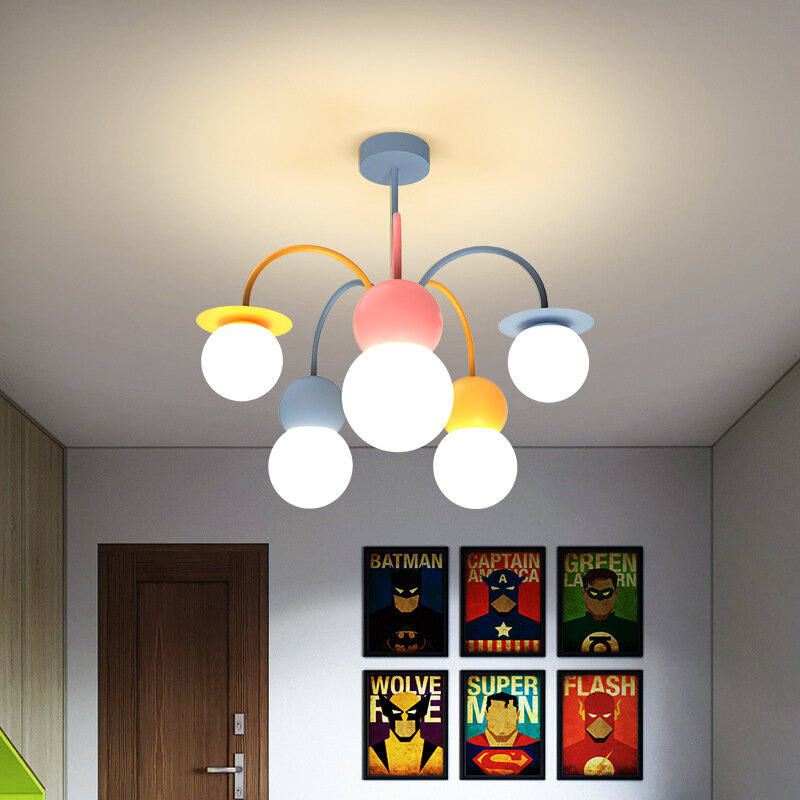 Candelabro nórdico para habitación de niños y niñas, lámparas coloridas de moda creativa para dormitorio, novedad de 2021