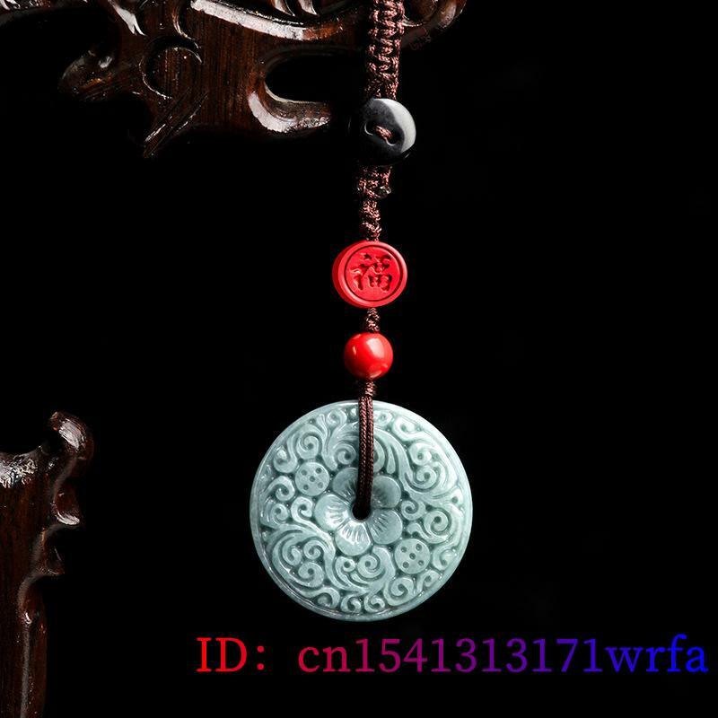 Blue Myanmar Jadeite Flower Keychain Car Accessories Lanyard key holder Strap Phone Charm Real Jewelry Natural Burmese Jade