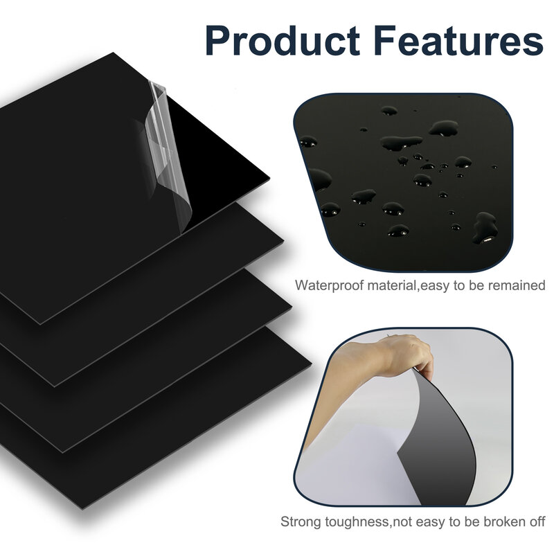 Feuilles noires en plastique ABS pour projets de bricolage, 1mm d'épaisseur, 24cm x 28cm, ABS2410, lot de 4