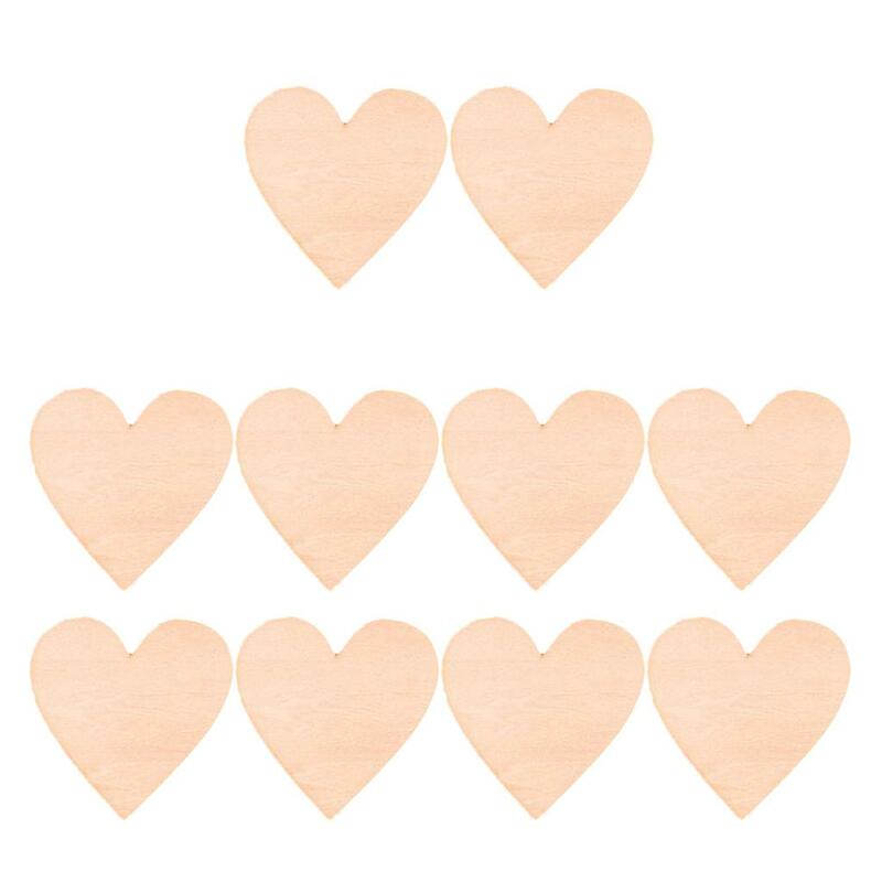 2-4pack 10pcs Natural Cutouts Wood Heart Shapes DIY Craft Wooden Embellishments