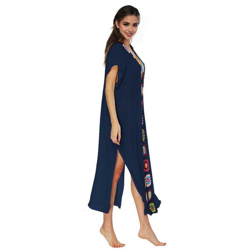 Schnellt rockn endes Vertuschung kleid Stilvolles Damen-Häkelblumen-Vertuschung kleid für Strandpool-Badeanzug mit V-Ausschnitt und Seite
