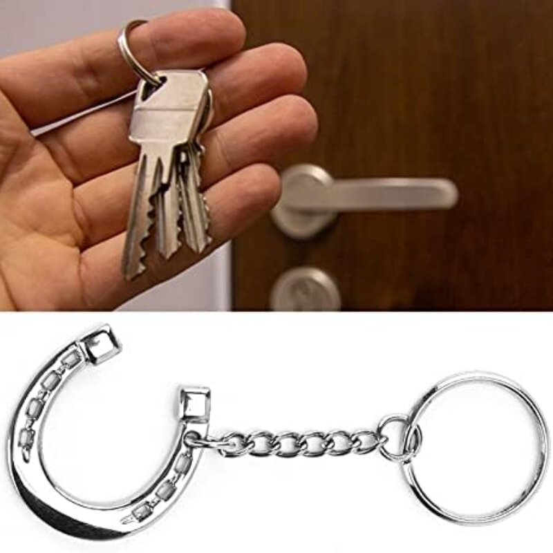 Horseshoe Keychain Zinc Alloy Highly-Polished Keychain Favor Gifts Durable Horse Snaffle Bits Key Ring for Home
