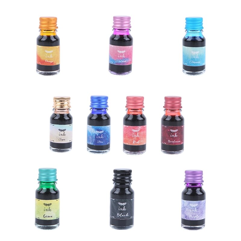 1 bottiglia inchiostro per penna stilografica colorato da 10 inchiostri per ricarica senza carbonio studente per