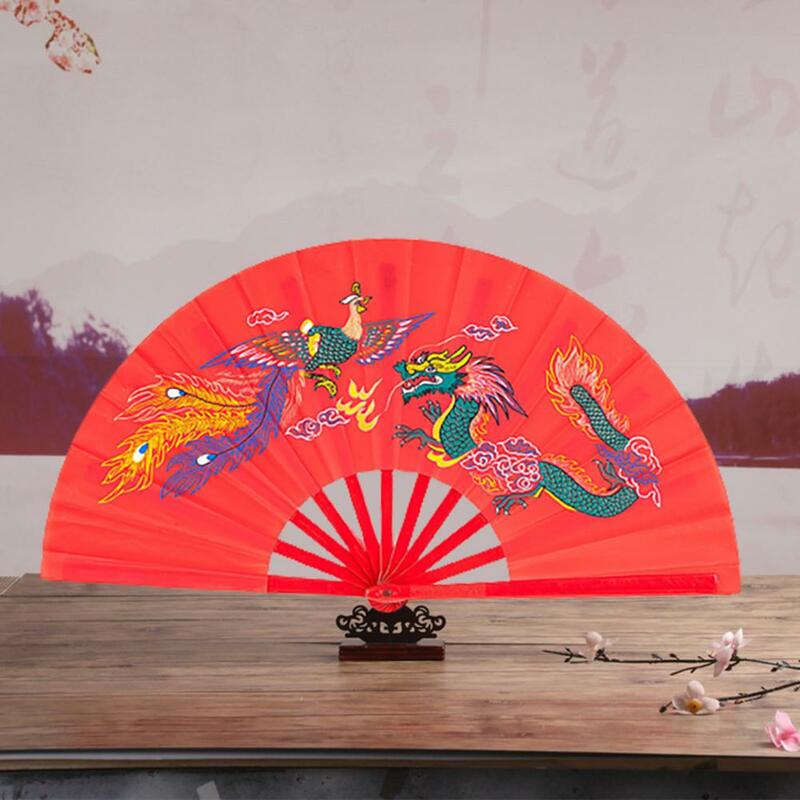 Abanico de bordes lisos para decoración del hogar, ventilador plegable de estilo chino, duradero, exquisito patrón para Tai Chi, baile clásico, Chino
