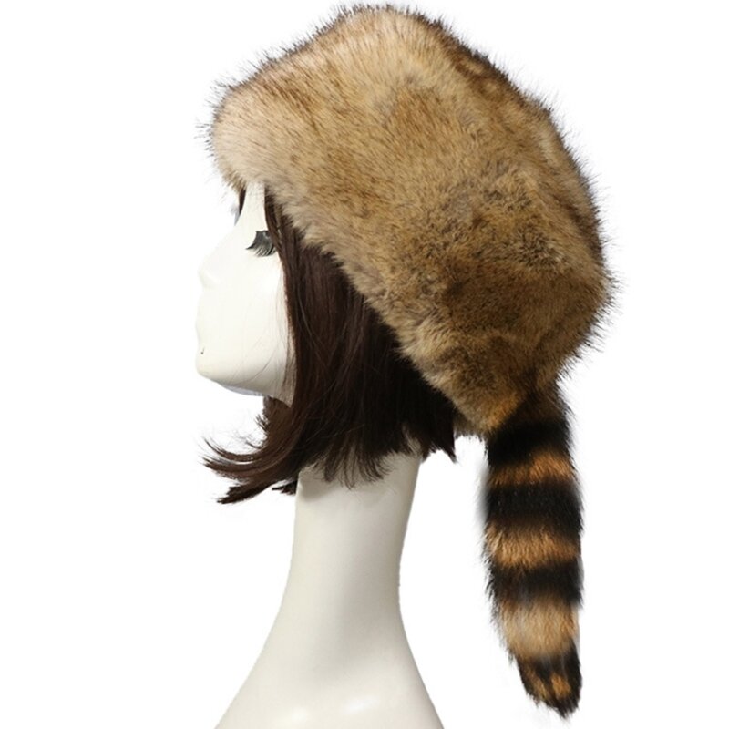 Moda à prova de vento pele do falso cossaco estilo russo feminino inverno esqui earflap hat