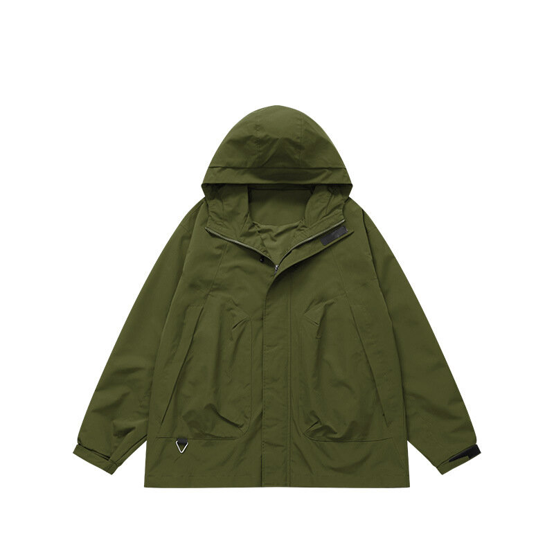 지퍼 포켓 방풍 후드 펀칭 재킷, 야외 지퍼 재킷 코트, 2024 가을 및 겨울