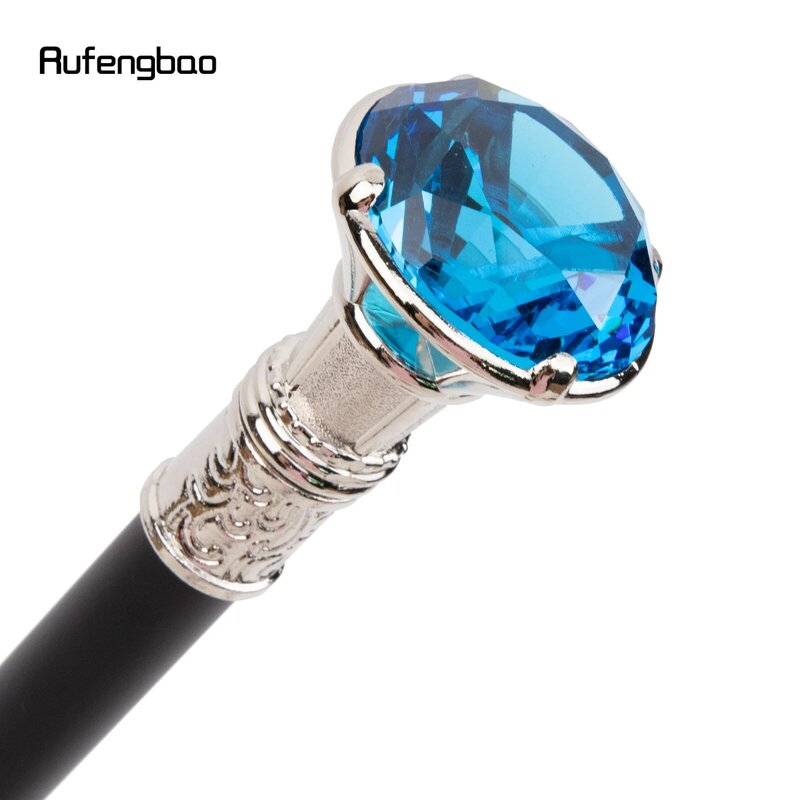블루 다이아몬드 타입 화이트 워킹 스틱, 패션 장식 워킹 지팡이, 신사 우아한 코스프레 지팡이 손잡이 크로셔, 93cm