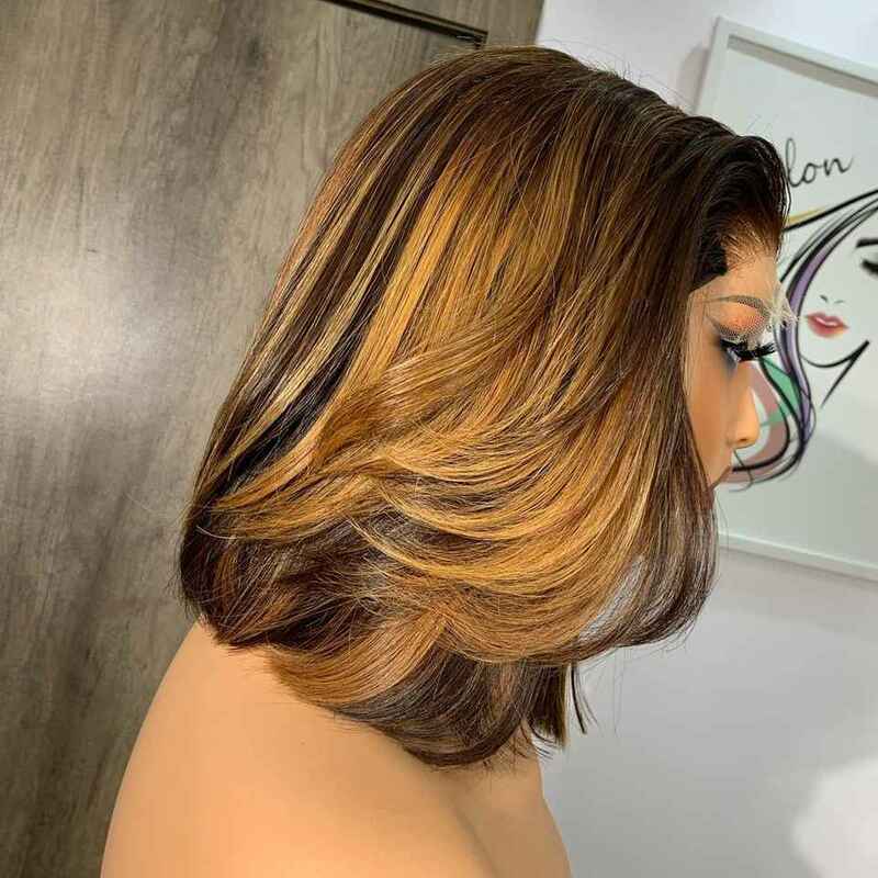 Highlight Bob 13x6 Lace Frontal Human Hair Wigs Straight 4x4 5x5 Lace Closure Short Bob Wig Brazilian Wig Pre-Plucked for Women