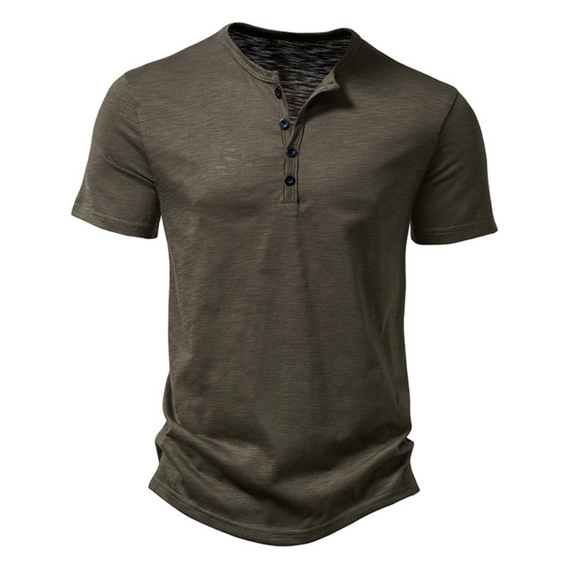 Henley Kraag Zomer Mannen Toevallige Effen Kleur Korte Mouw T-shirt Voor Mannen Polo Mannen Hoge Qualitymens T Shirts