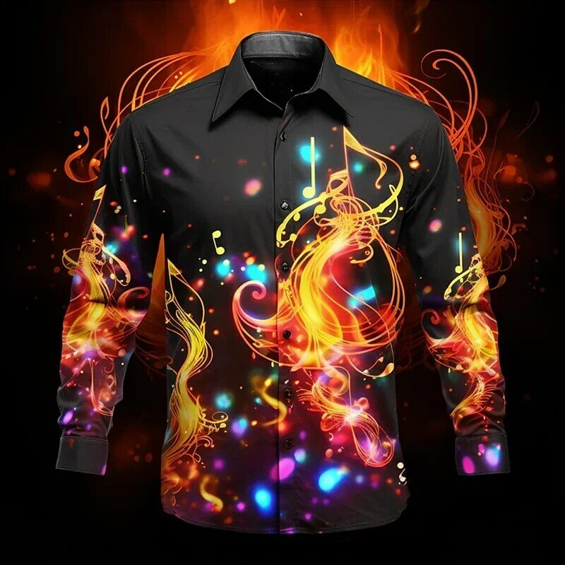 2024 Hawajska koszula męska luksusowy wzór z długim rękawem męska klapa casualowa koszula biznesowa męska uwaga top z nadrukiem 3D brand new