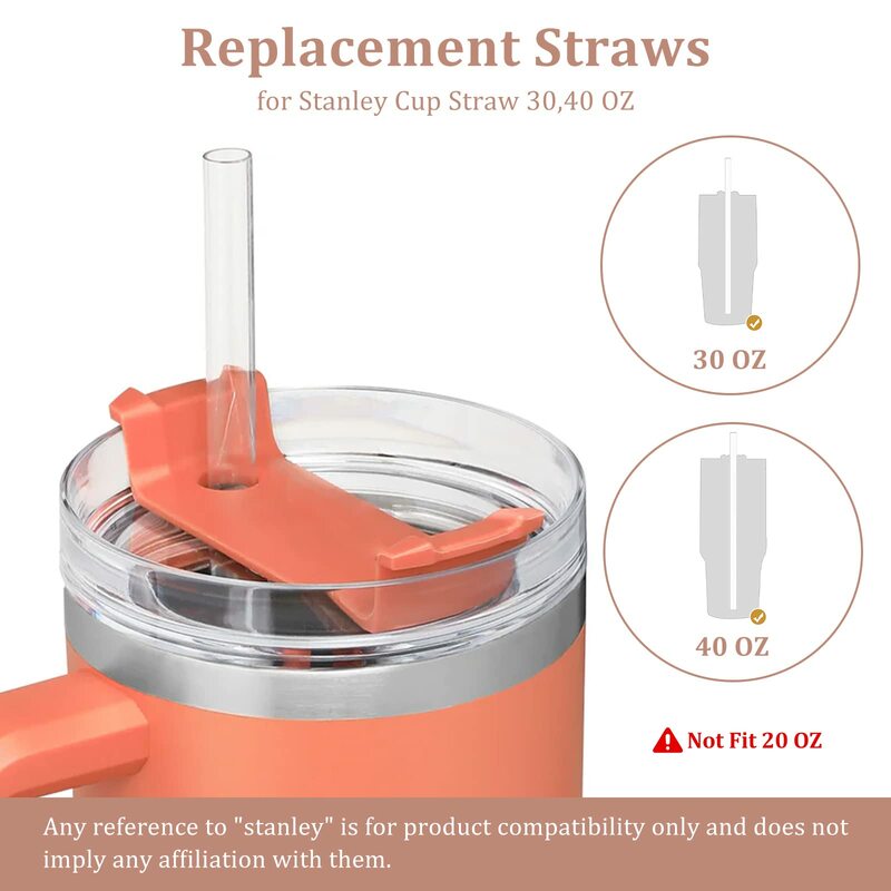 Replacment Straw with Spill Stopper Set para Stanley Tumbler, Compatível com Acessórios Stanley Cup, 40oz