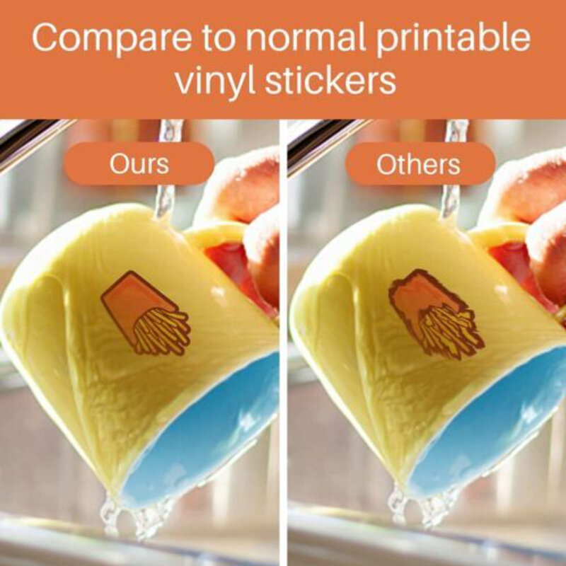 HTVRONT 20 Pcs White/Transparent Glossy Sublimation Adhesive Vinyl Sticker Sheets Sublimation Paper Waterproof for Cups Glass