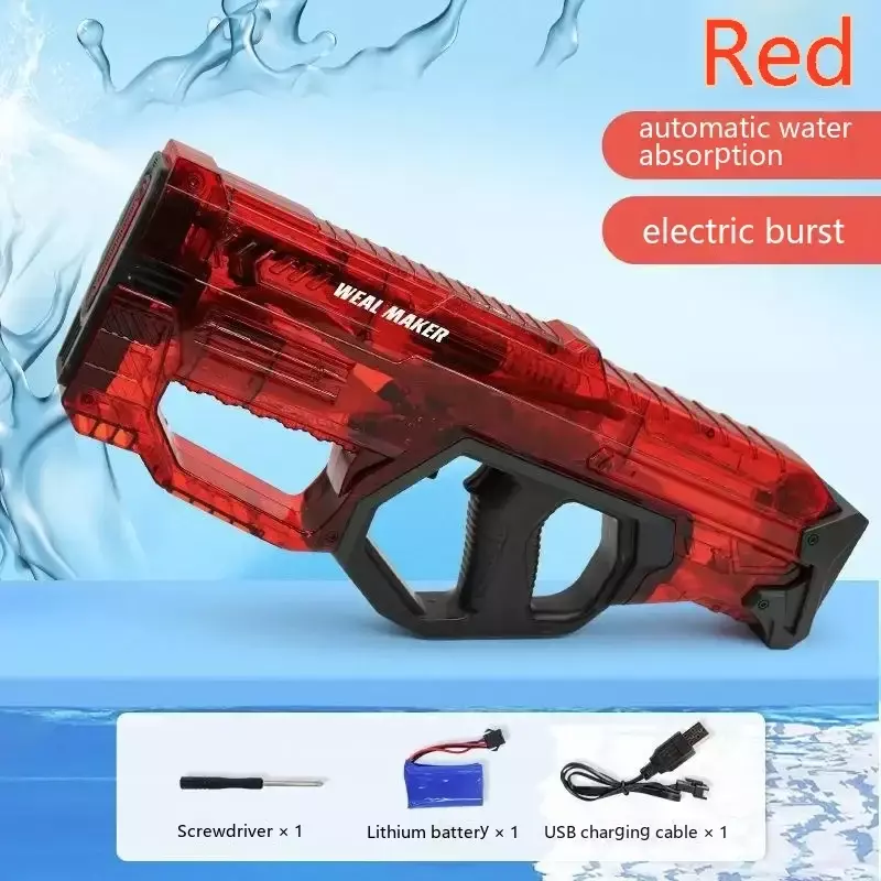2024 New High Capacity transparent Continuous Fully Automatic Electric Water Gun Toys Summer Outdoor Powerful Playing For Kids