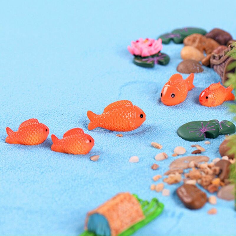 تمثال سمكة ذهبية صغير للأطفال ، منظر طبيعي ممتع ، زخرفة حوض أسماك ، ديكور خزان أسماك مصغر ، مشغولات راتنج ، مشهد بركة ، هدايا زخرفة ، سمكة حمراء صغيرة