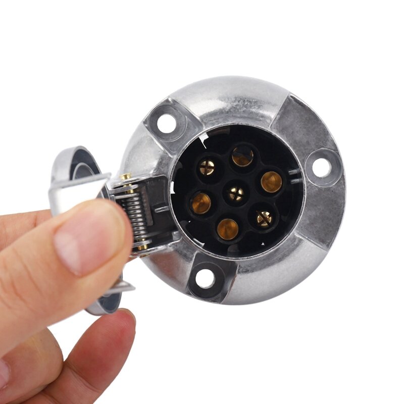 6X Trailer Accessories- 7 Pin Trailer Plug 12V Rv Sockets Towbar Towing 7Pin Metal Trailer Connectors