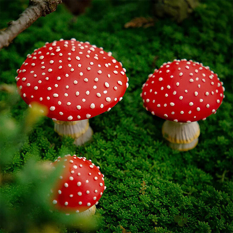 Mini grzyb świecące w ciemności ozdoba trwałe ogrodowe grzyby figurki żywica grzyb ogród DIY krajobraz rękodzieło