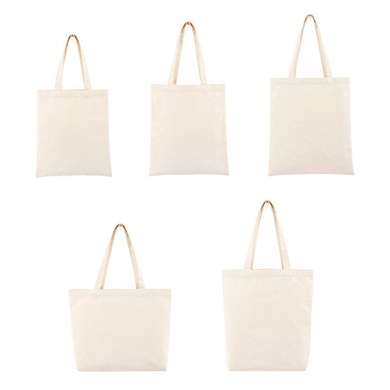 Bolso de compras reutilizable de gran capacidad para mujer, bolsa de mano plegable en blanco, ecológica, de lona, de hombro
