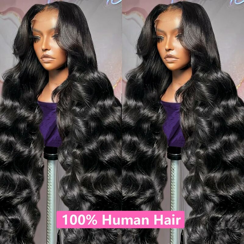 30 Inch Body Wave Lace Front Wigs Human Hair Pre Plucked180% Density HD 13x4 Frontal Wigs Glueless Wigs Human Hair for Women 1B