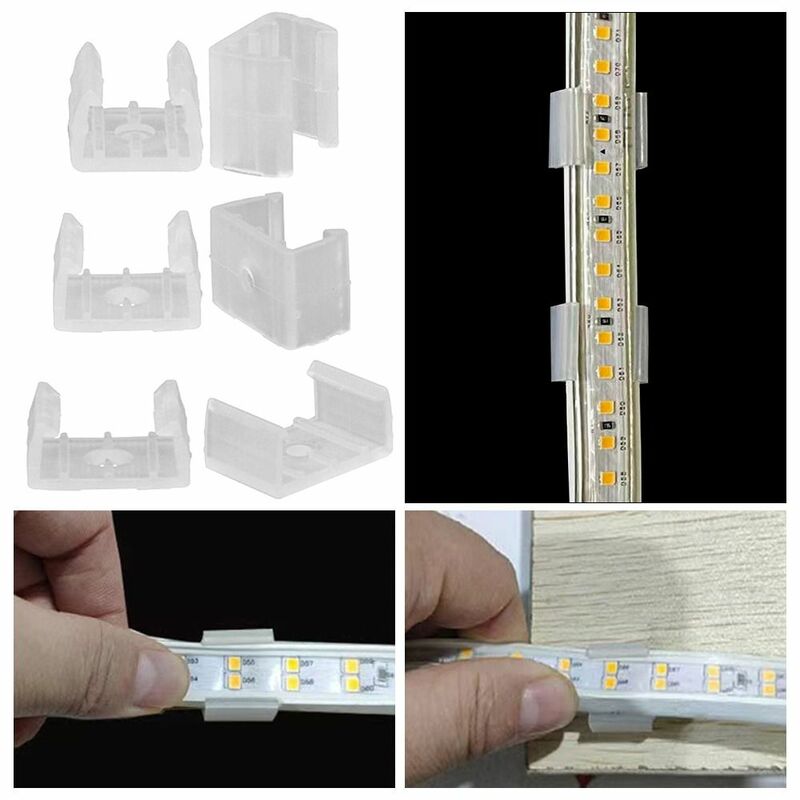 Hebillas de tira de luz LED transparentes, 10 piezas, impermeables, Soldadura Libre, Clip de fijación, conectores de esquina PP