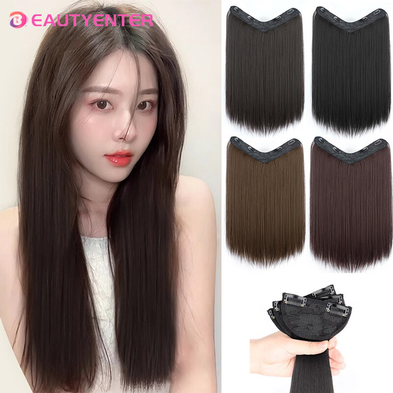 BEAUTYENTER Three-piece set Long Straight Hair Synthetic Three-piece Hair Extension Piece For Women's Heat-resistant Hairpiece