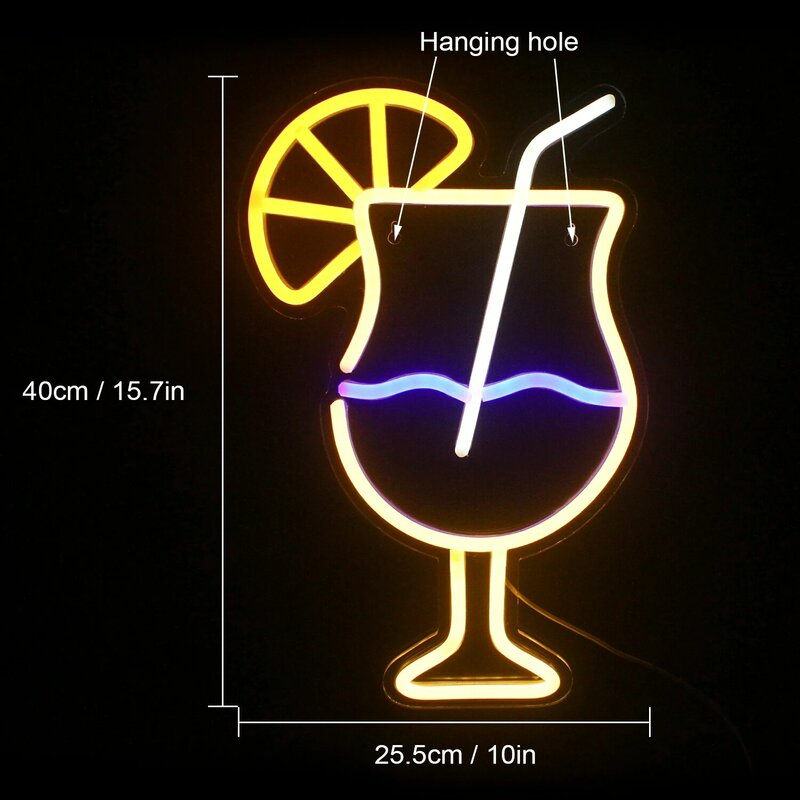 Drink Cup Neon Sign Design creativo LED Lights Glow Party Decoration For Bar Festival Pub Art Wall Hanging Logo Night Light Lamp