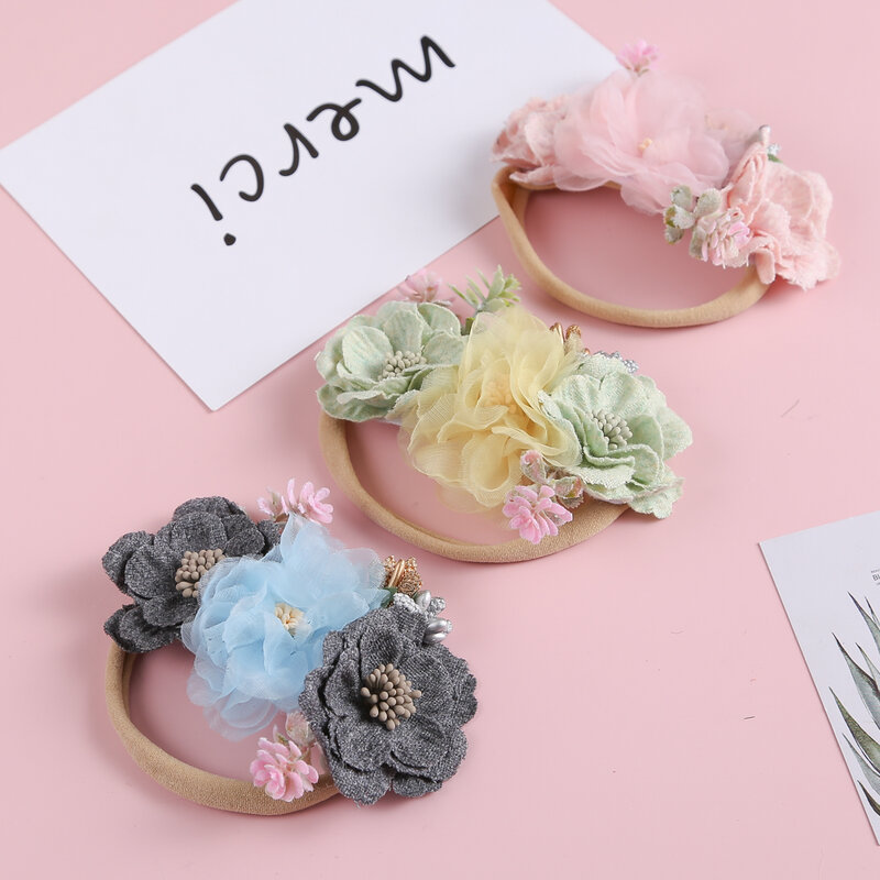 Diadema de flores de princesa para bebé recién nacido, bandas elásticas para el cabello, accesorios para fotografía de flores, sombreros infantiles, accesorios para el cabello para niños