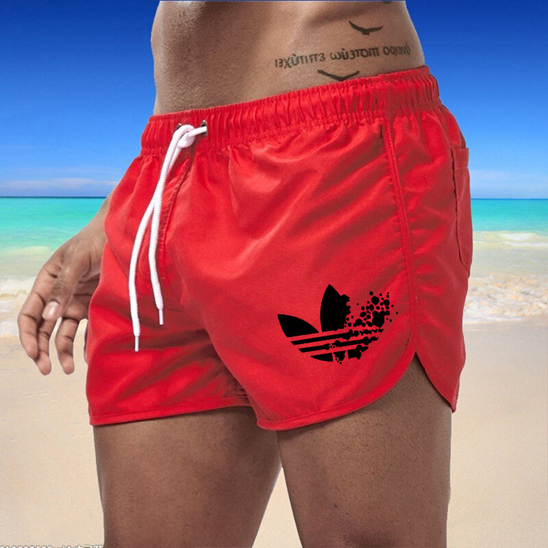 2024 new men's fitness training shorts, summer quick drying gym beach running shorts, double outdoor sportswear