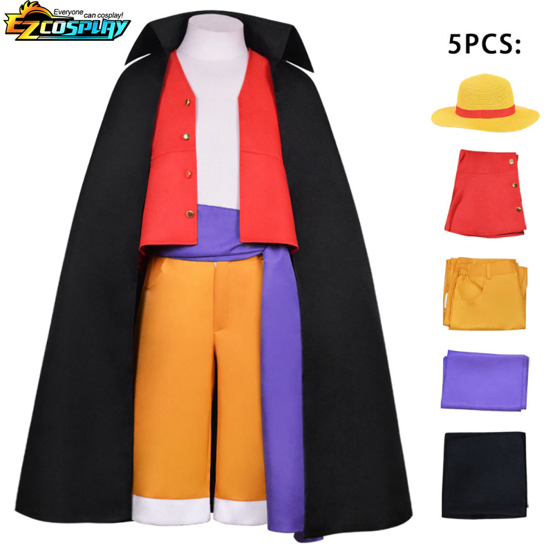 Monkey D. Luffy Costume for Men Luffy Cosplay Trench Coat Wano Country Outfits For Men's Halloween Party Full Set