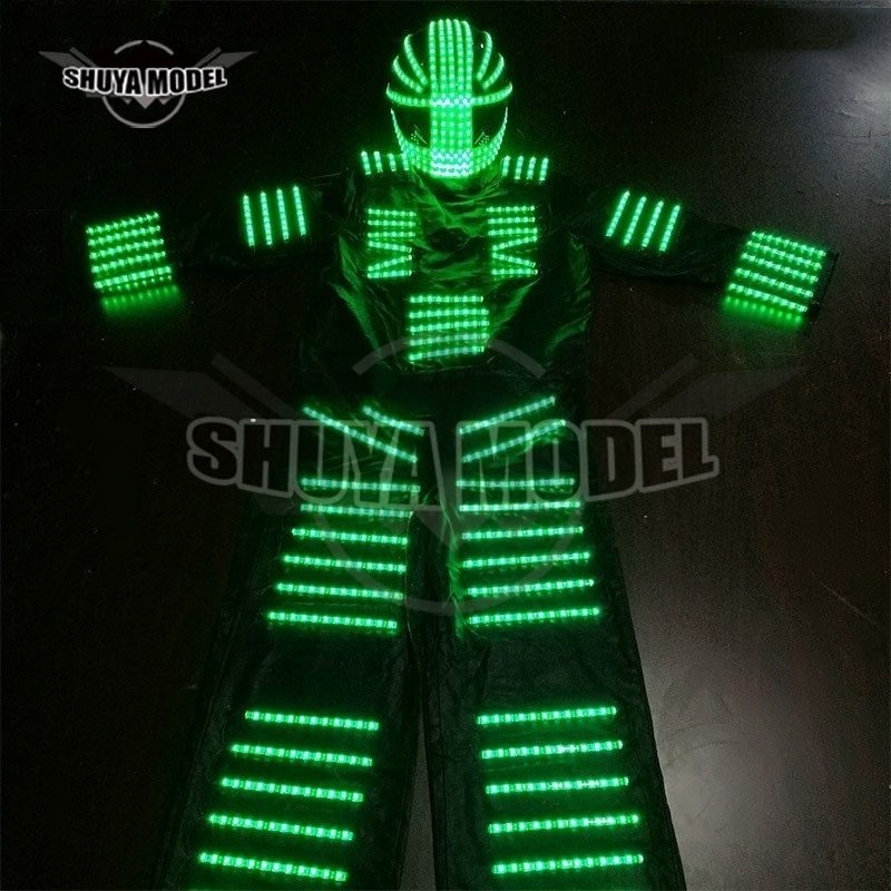 Active Demand Led luci luminose abbigliamento Neon Glow Robot Costume DJ Stilt Walker Dance Costumes