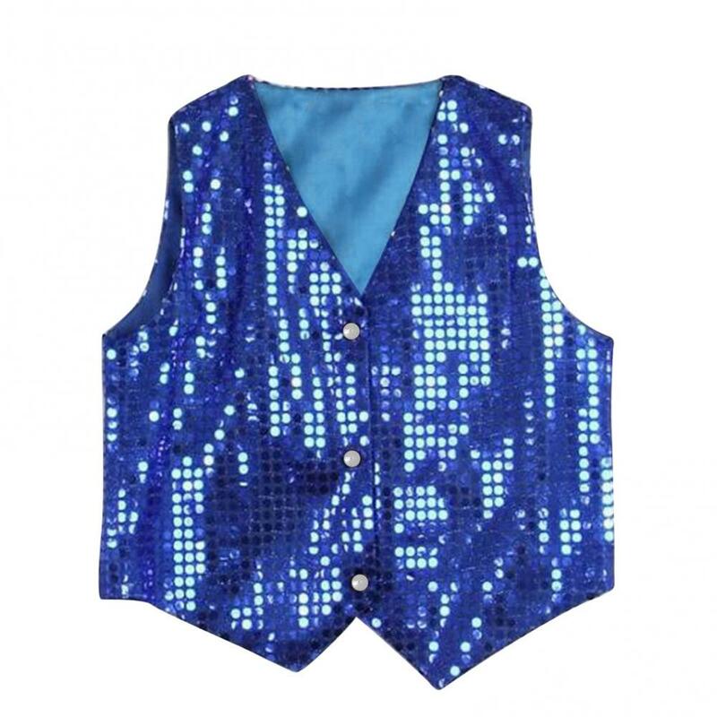 Fashion Children Stage Performance Costumes Shining Sequins Waistcoat Kids Boys Students Hip-hop Jazz Stage Dance Vest Clothes