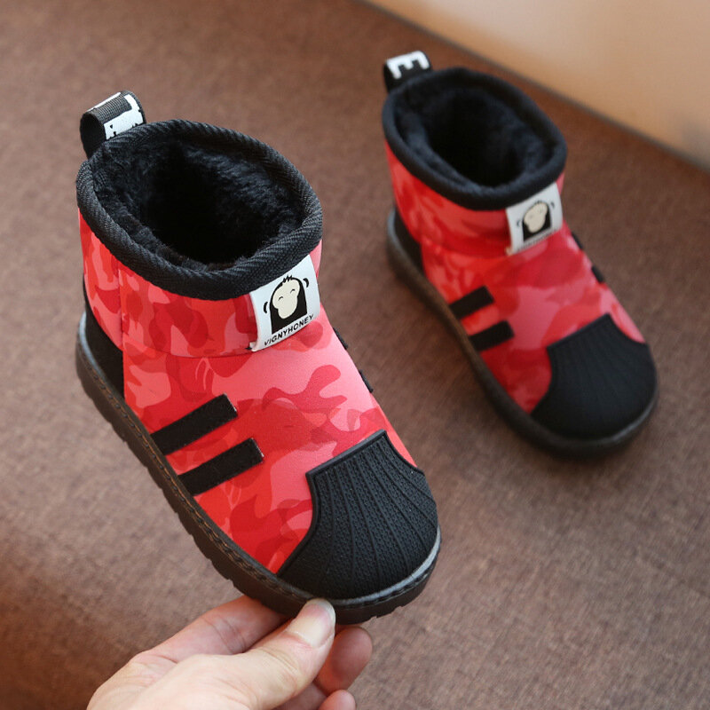 Kinder Stiefel Winter Plüsch Warme Baumwolle Baby Schnee Schuhe Für Mädchen Gleitschutz Weiche Mode Camouflage Kinder Stiefel Jungen Kurze Stiefel