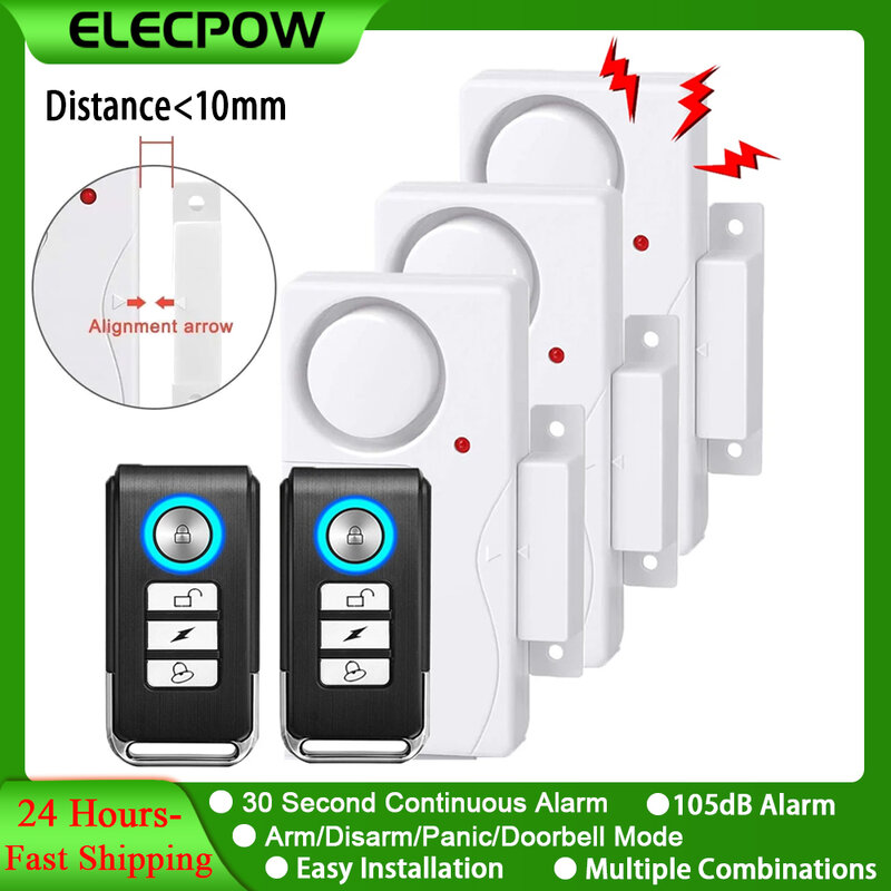 Elecpow Deur Raam Inbraakalarm Sensor Draadloze Afstandsbediening Anti-Diefstal Alarmsysteem Kit Huisbeveiliging Deur Open Detectoren