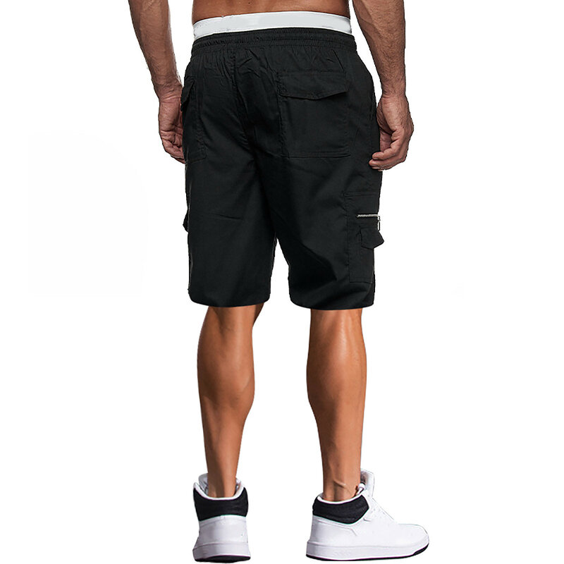 Mens Sports Pocket Workwear Overalls Casual Loose Shorts Jogging Summer Fashion Leg Harem Cargo Pant Cropped Pantalones 2024