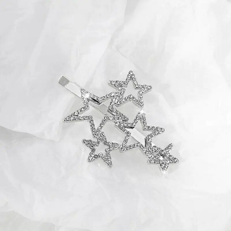 Минималистичные металлические блестящие серебряные прямые заколки для женщин и девочек с мерцающим Рейном