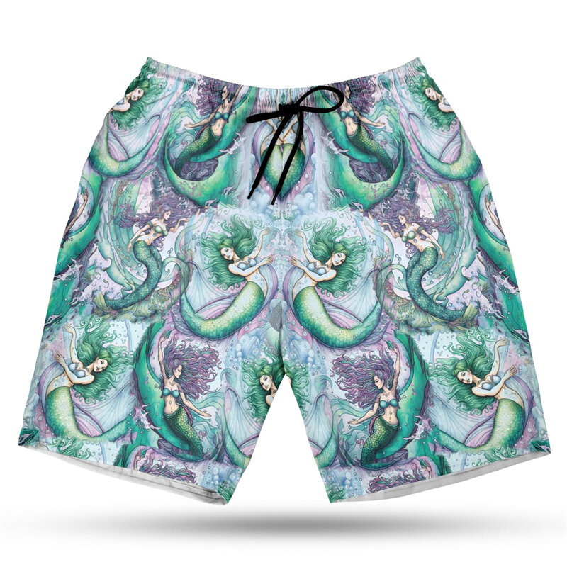 Mermaid Lovers Graphic Short Pants For Men Clothes Hawaiian Sea Maiden Beach Shorts Aloha God Trunks Casual Fashion Boy Trousers
