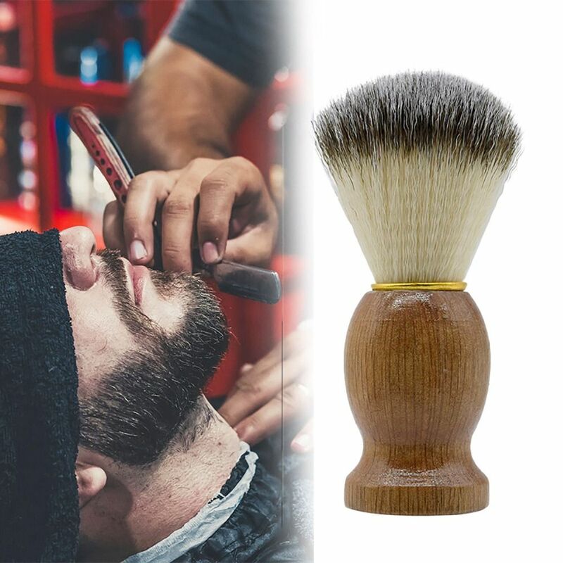 Brosse à raser en poils de blaireau purs pour hommes, accessoire de barbier luxueux, manche en bois, brosse à moustache, outil cosmétique, brosses de rasoir