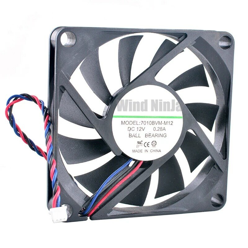 7010BVM-M12 7cm 70mm fan 70x70x10mm DC12V 0.28A 3pin Ball bearing Ultra thin cooling fan for power supply Chassis CPU