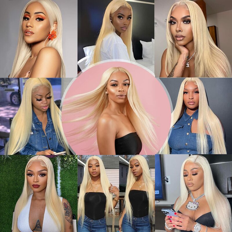 Honey Blonde Straight Lace Frontal Wig para Mulheres, HD Transparente Remy Hair, 13x4 Lace Front Perucas, Cabelo Humano, Densidade de 180%, 613x4