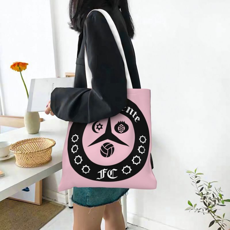 Dellafuente FC Logo Gotico Groceries Shopping Bag Printing Canvas Shopper Tote Shoulder Bags Large Capacity Washable Handbag