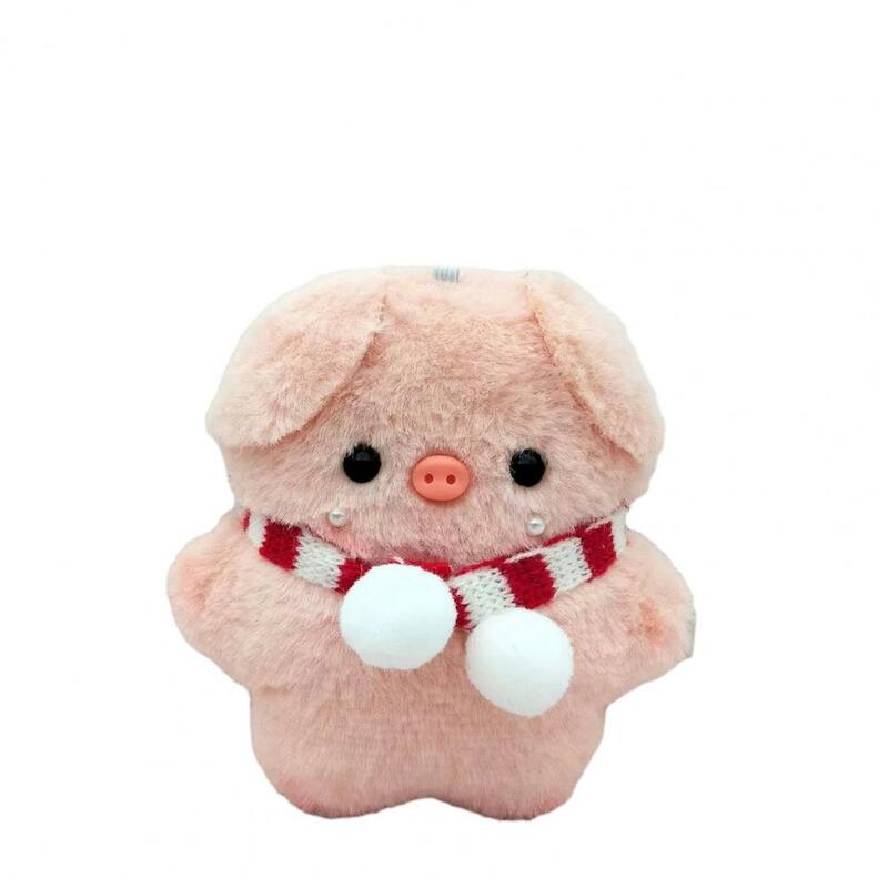 Pingente de pelúcia rosa Piggy para mochila, boneca com lenço, colar, chaveiro, charme recheado macio, mochila pendurada