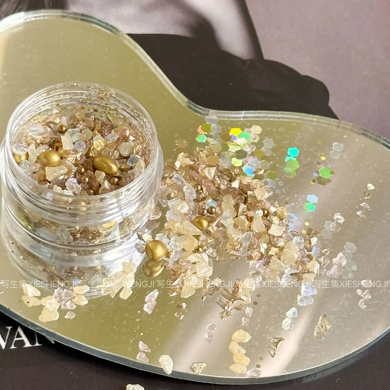 1 Box Kristall Crushed Stones Edelsteine Diamant bunte gemischte Nagel Charms unregelmäßige gebrochene Steine DIY Nail Art Dekoration Zubehör