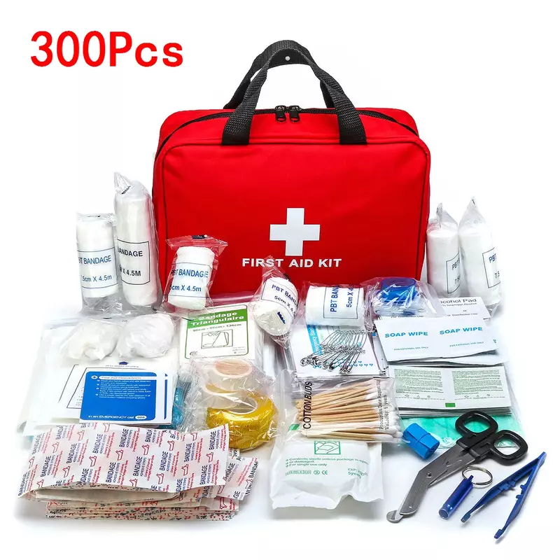 Portabel 16-300 Buah Set Bertahan Hidup Darurat Kit Pertolongan Pertama untuk Obat-obatan Luar Ruangan Berkemah Mendaki Tas Medis Tas Tangan Darurat