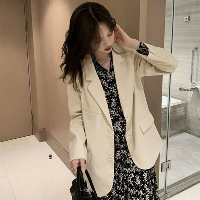 DAYIFUN Solid Suits Coats Women Fall 2023 New Fashion Style British Style Blazers Collar Coat Korean Long Sleeve Top Lady Blazer