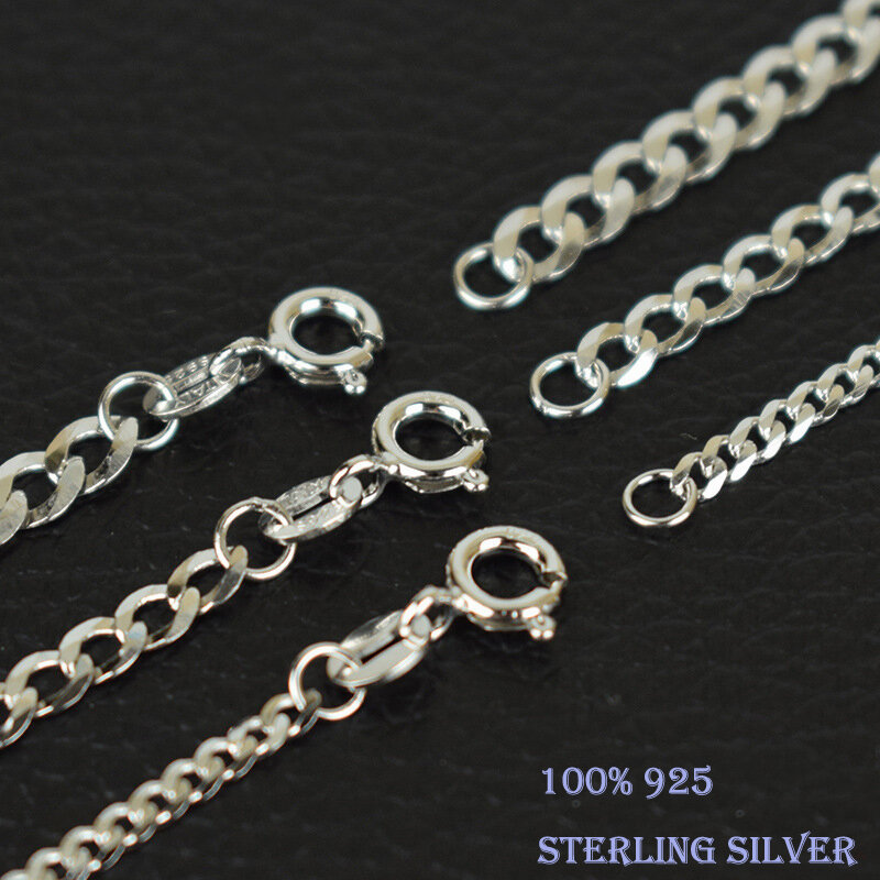 100% S925 Hexahedral Cuban Chain Hip Hop Jewelry Cadena cubana for Wedding Silver Men Cuban Link Necklace for Birthday Gift