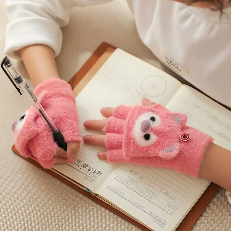 Śliczne dla dzieci kształt niedźwiedzia dzieci rękawiczki na pół palca rękawiczki koreański, dzianinowy bez palców rękawiczki dziecięce rękawiczki z klapką