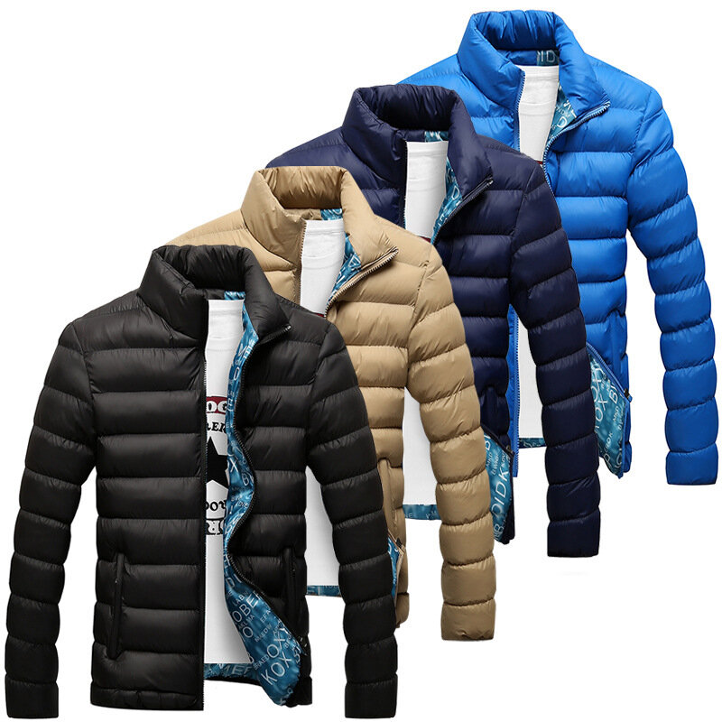 2021 New Winter Jacket Fashion Stand-Up Collar Parker Jacket Zipper Padded Jacket Men's Jacket