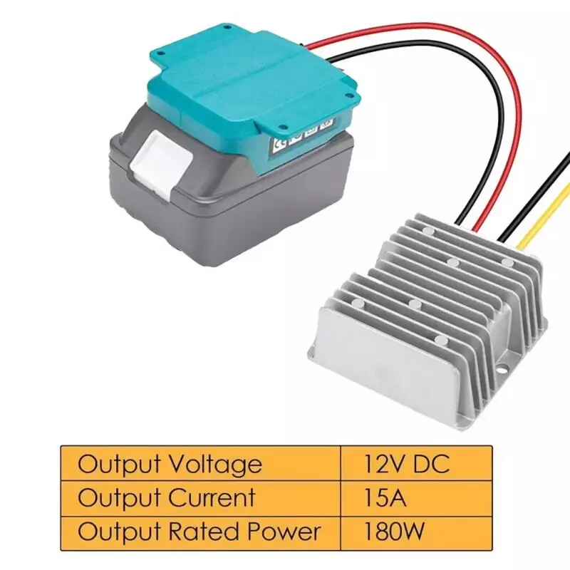 Convertidor reductor de CC de 18V a CC de 12V, adaptador para batería de iones de litio Makita de 18V, 180W, regulador automático Buck Boost