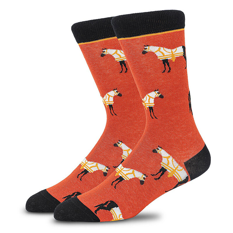 Men's Dress Socks - Colorful Funky Socks for Men - Cotton  Fashion Animal Hedgehog Fox Patterned Socks